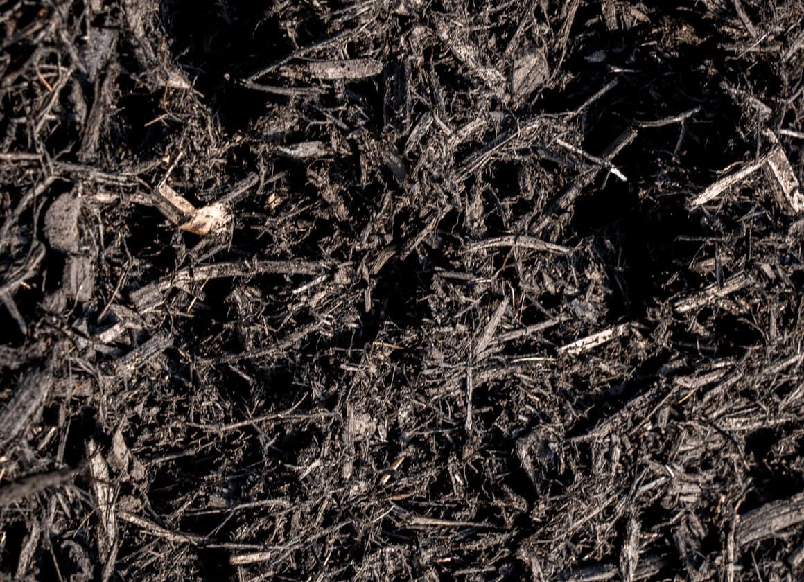 Close view of undyed dark bark mulch